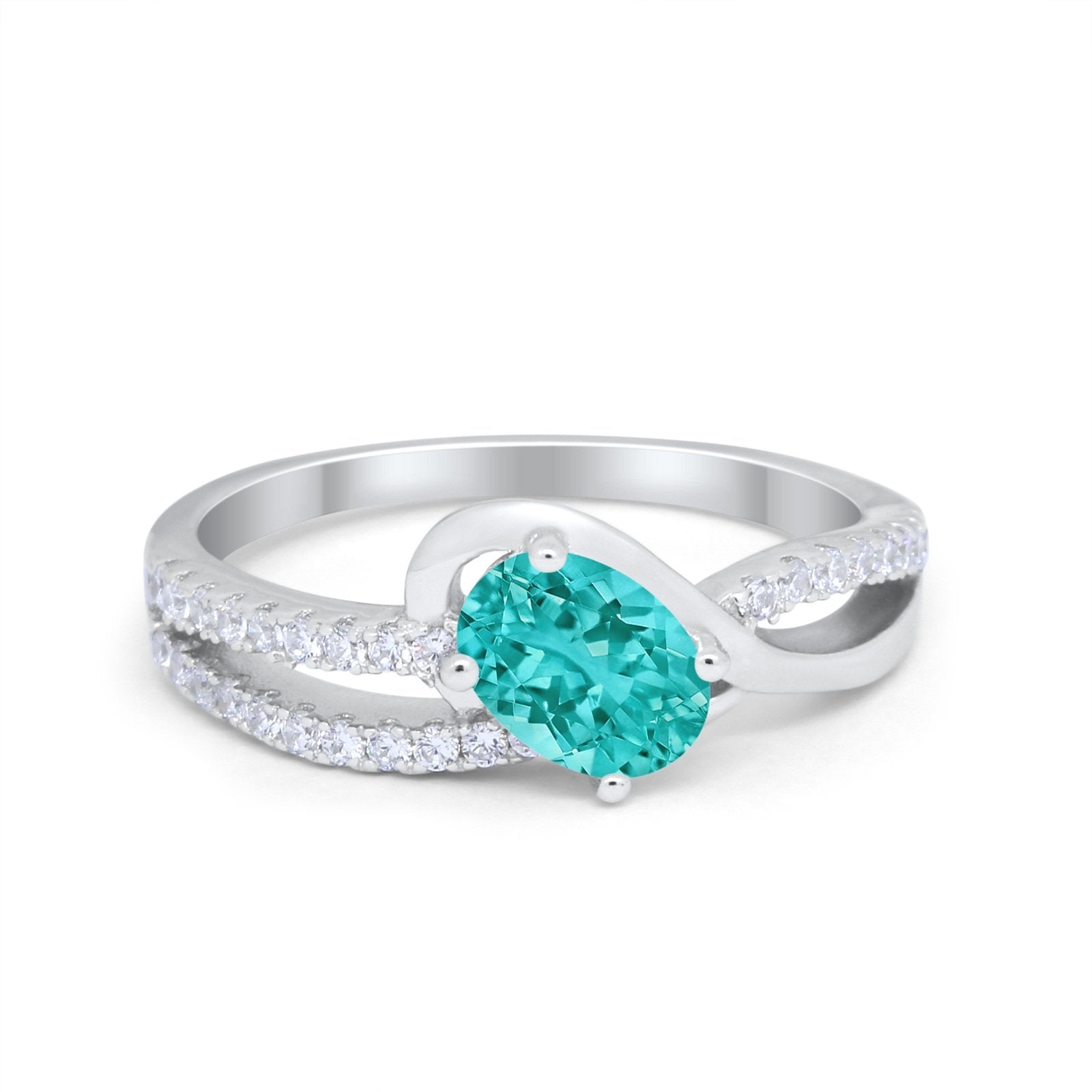 Accent Fashion Wedding Ring Oval Simulated Cubic Zirconia 925 Sterling Silver