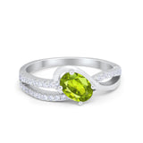 Accent Fashion Wedding Ring Oval Simulated Cubic Zirconia 925 Sterling Silver