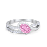 Accent Fashion Wedding Ring Oval Simulated Cubic Zirconia 925 Sterling Silver