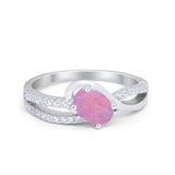 Accent Fashion Wedding Ring Oval Simulated Cubic Zirconia 925 Sterling Silver