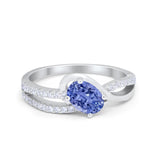 Accent Fashion Wedding Ring Oval Simulated Cubic Zirconia 925 Sterling Silver