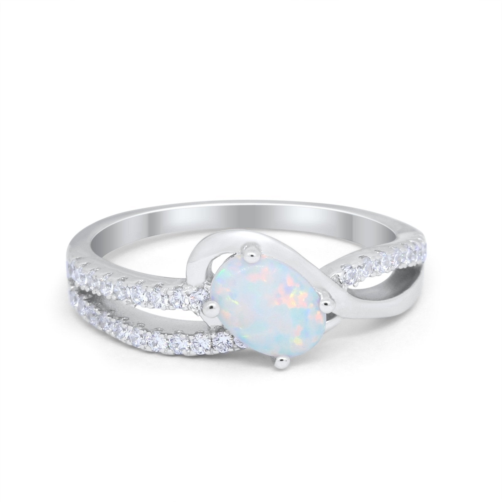 Accent Fashion Wedding Ring Oval Simulated Cubic Zirconia 925 Sterling Silver