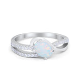 Accent Fashion Wedding Ring Oval Simulated Cubic Zirconia 925 Sterling Silver