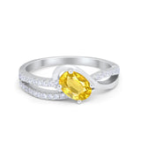 Accent Fashion Wedding Ring Oval Simulated Cubic Zirconia 925 Sterling Silver