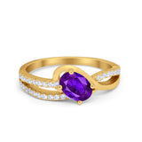 Accent Fashion Wedding Ring Oval Simulated Cubic Zirconia 925 Sterling Silver