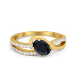 Accent Fashion Wedding Ring Oval Simulated Cubic Zirconia 925 Sterling Silver