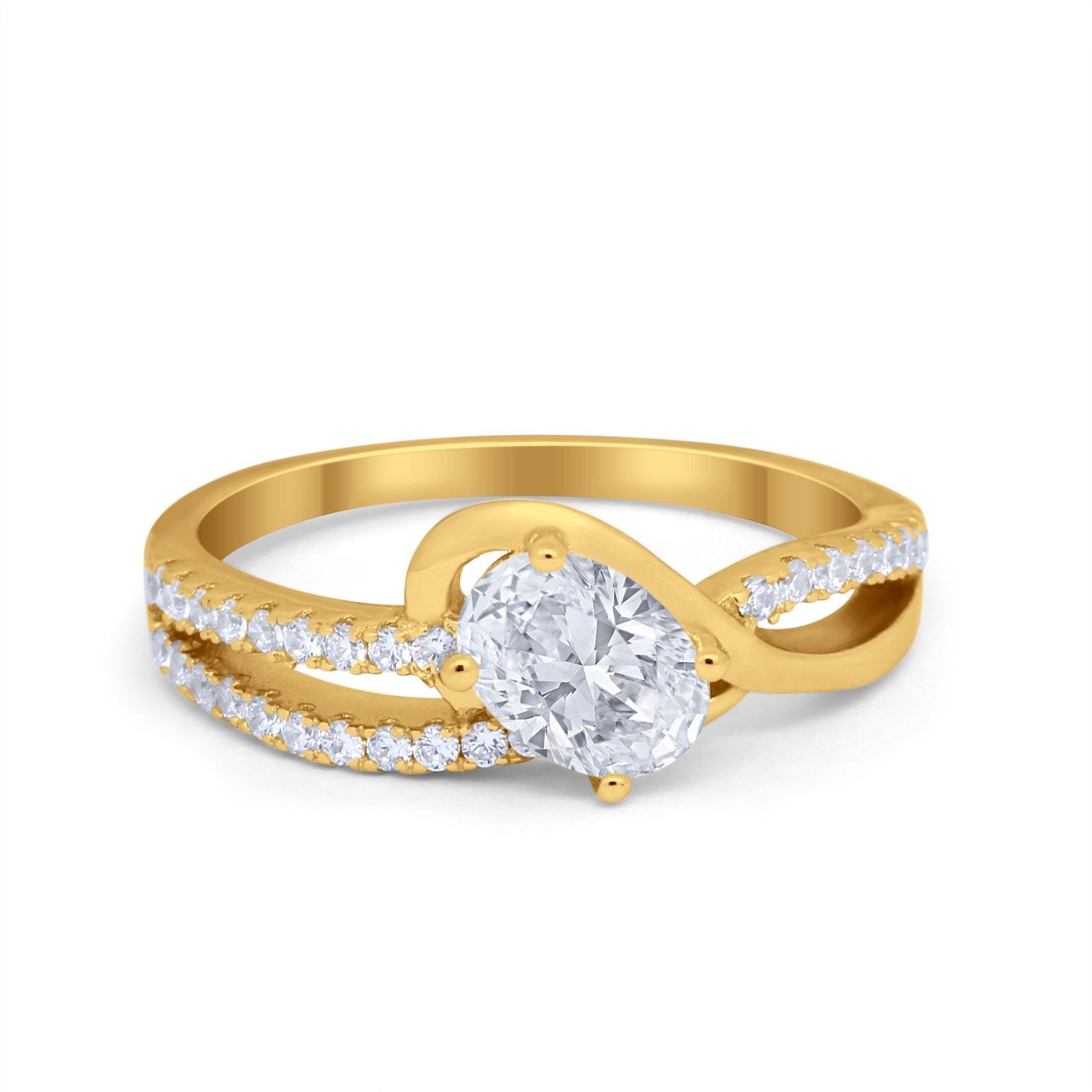 Accent Fashion Wedding Ring Oval Simulated Cubic Zirconia 925 Sterling Silver