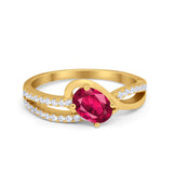 Accent Fashion Wedding Ring Oval Simulated Cubic Zirconia 925 Sterling Silver