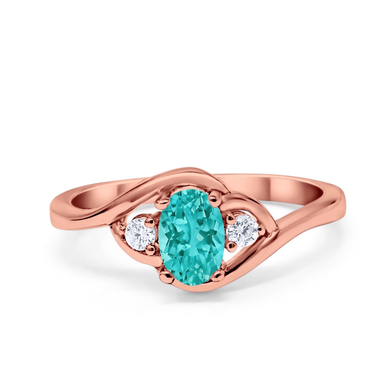 Wedding Ring Oval Cut Round Simulated Cubic Zirconia 925 Sterling Silver