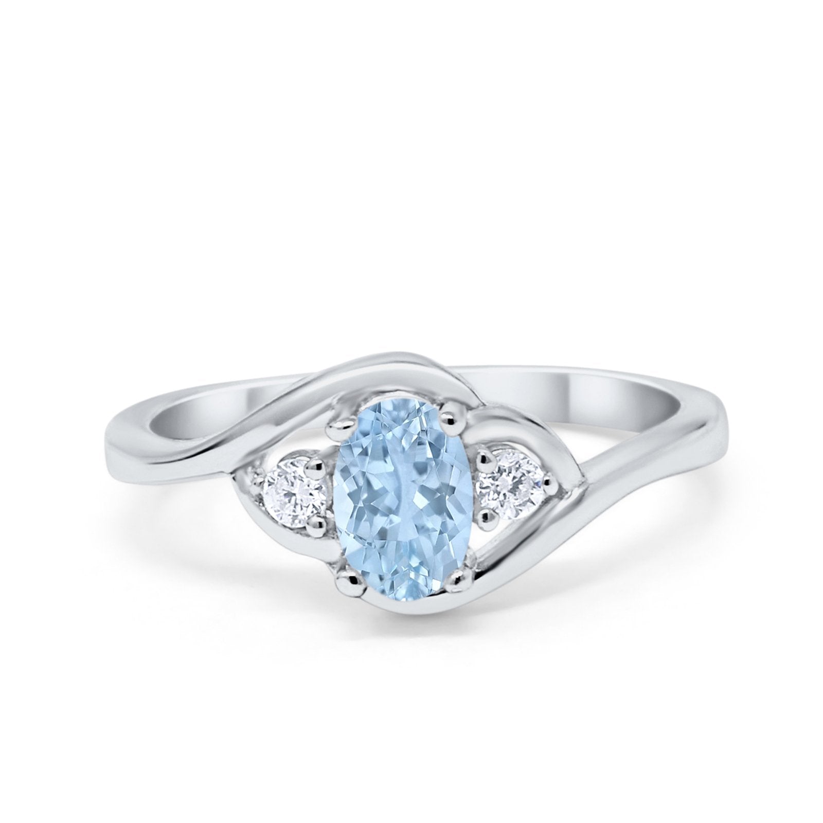 Wedding Ring Oval Cut Round Simulated Cubic Zirconia 925 Sterling Silver