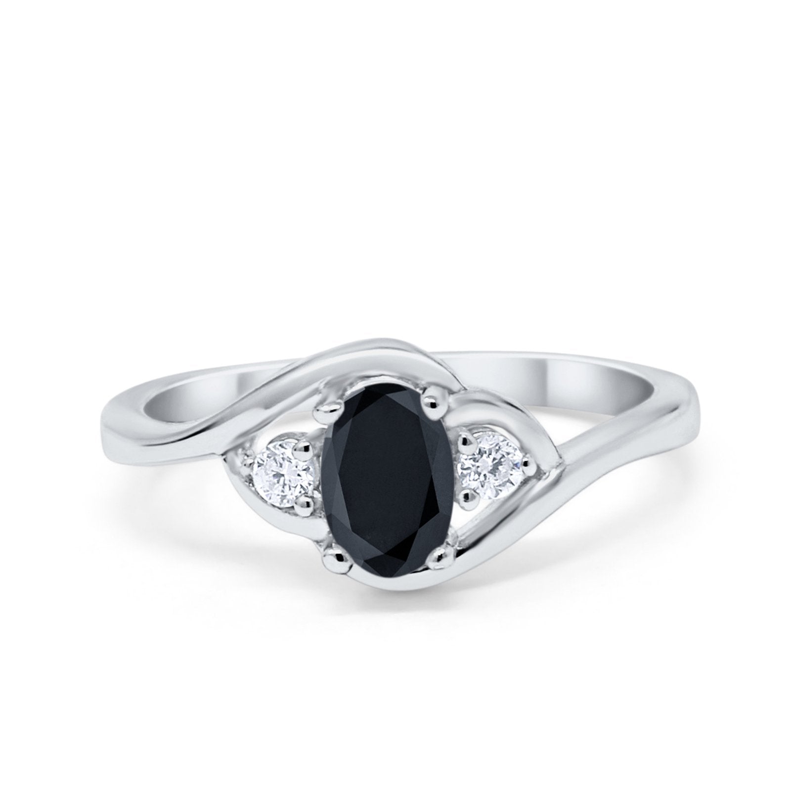 Wedding Ring Oval Cut Round Simulated Cubic Zirconia 925 Sterling Silver