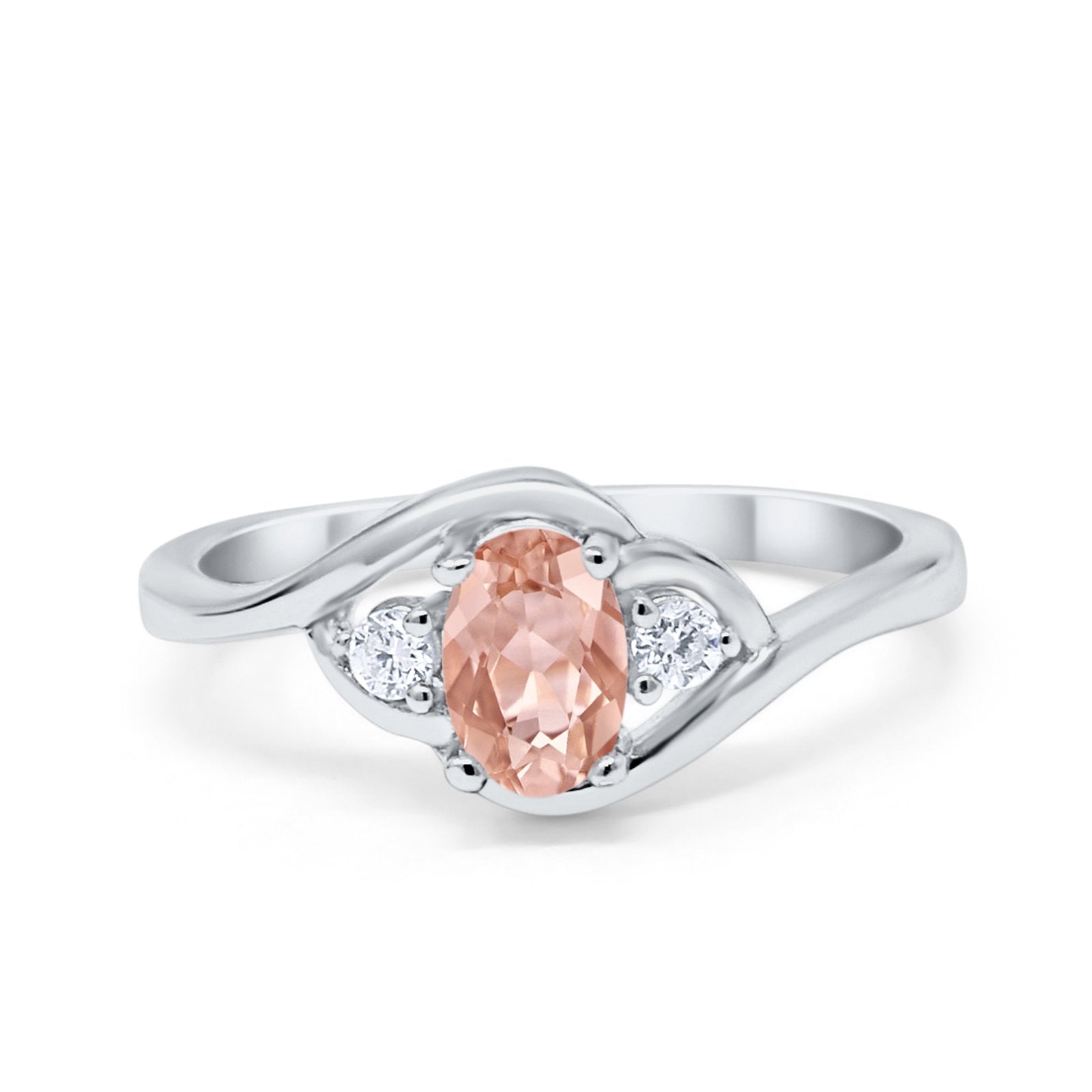 Wedding Ring Oval Cut Round Simulated Cubic Zirconia 925 Sterling Silver