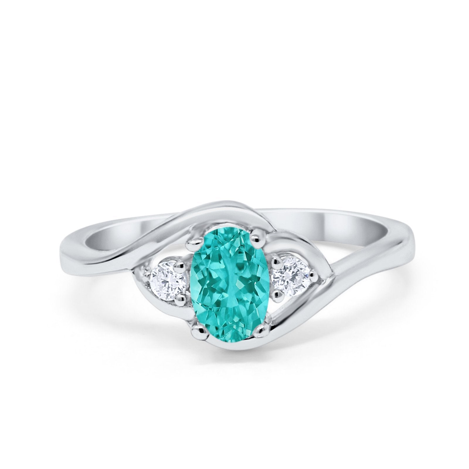 Wedding Ring Oval Cut Round Simulated Cubic Zirconia 925 Sterling Silver