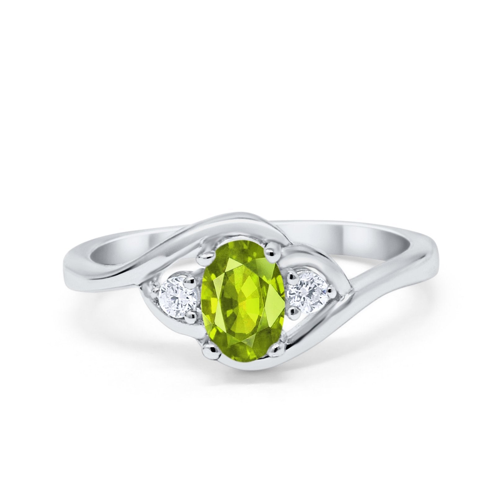 Wedding Ring Oval Cut Round Simulated Cubic Zirconia 925 Sterling Silver