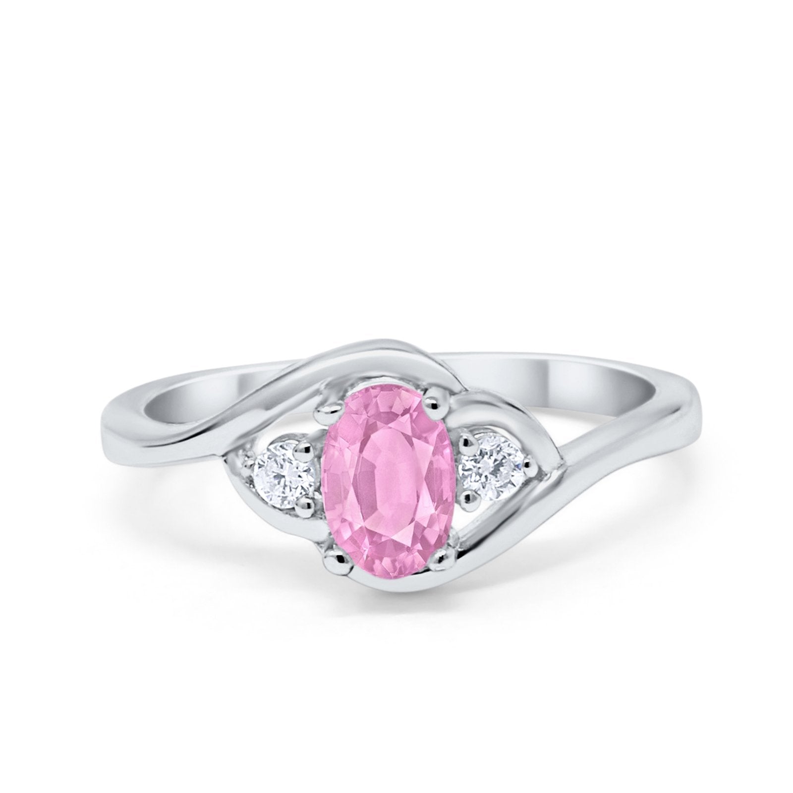 Wedding Ring Oval Cut Round Simulated Cubic Zirconia 925 Sterling Silver