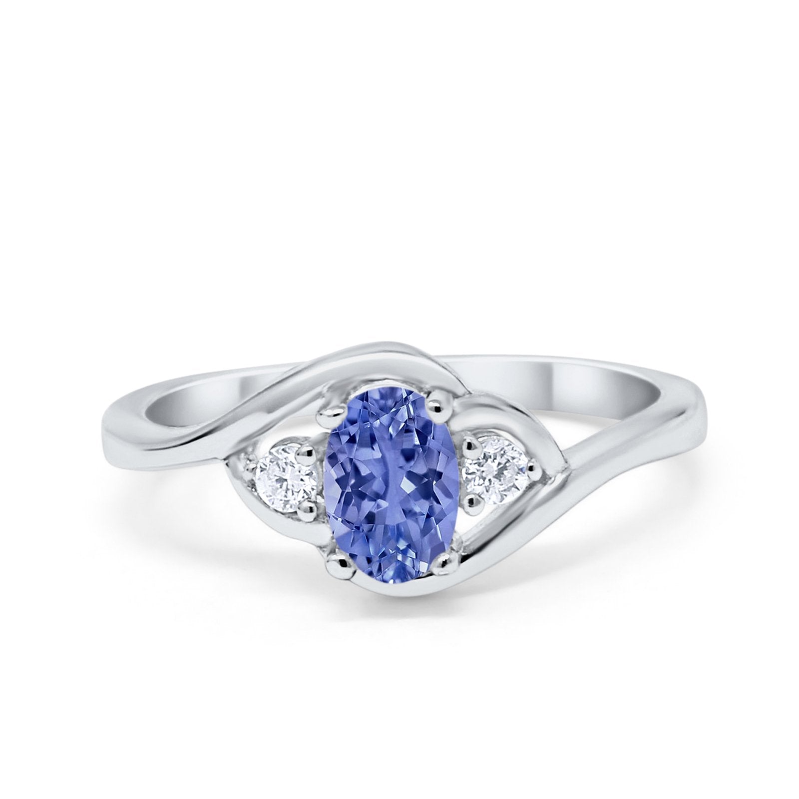 Wedding Ring Oval Cut Round Simulated Cubic Zirconia 925 Sterling Silver