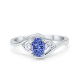 Wedding Ring Oval Cut Round Simulated Cubic Zirconia 925 Sterling Silver