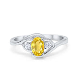 Wedding Ring Oval Cut Round Simulated Cubic Zirconia 925 Sterling Silver