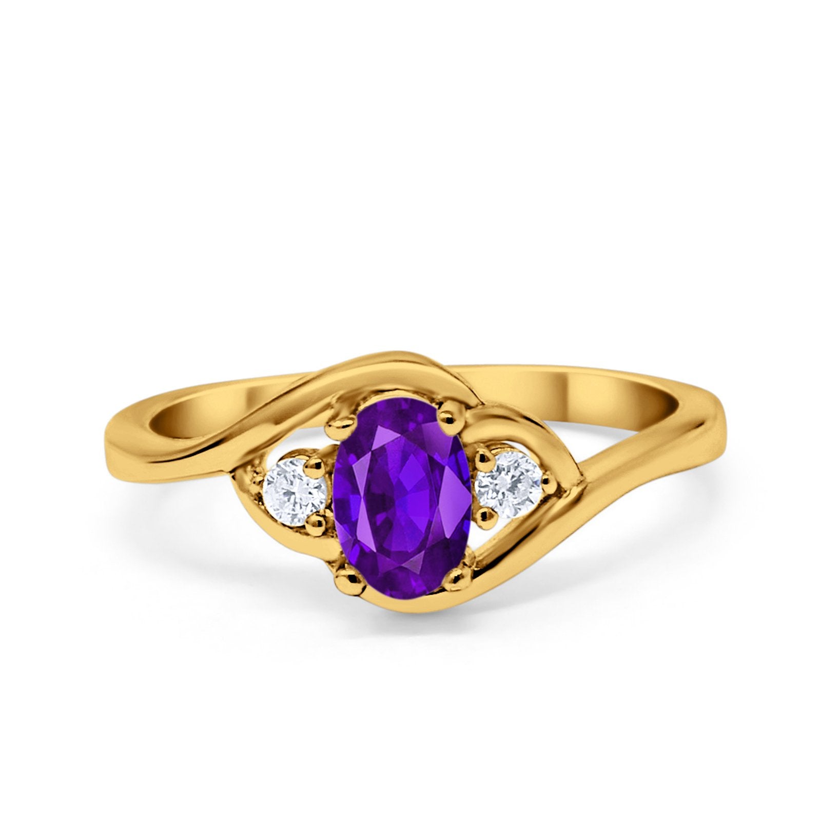 Wedding Ring Oval Cut Round Simulated Cubic Zirconia 925 Sterling Silver