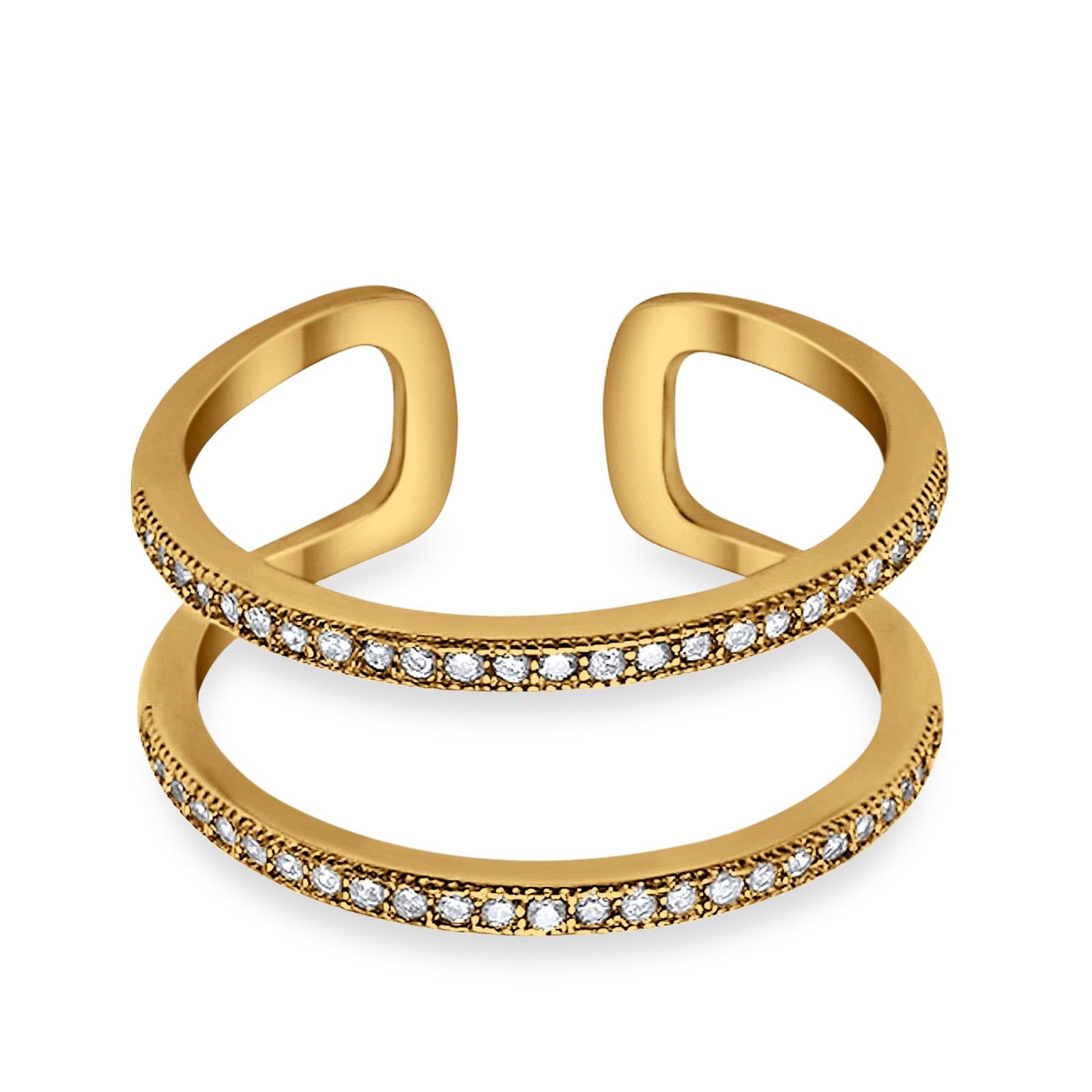 Double Band Row Round Simulated CZ 925 Sterling Silver Eternity Ring