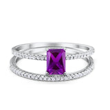 Solitaire Accent Wedding Piece Ring Simulated Cubic Zirconia 925 Sterling Silver