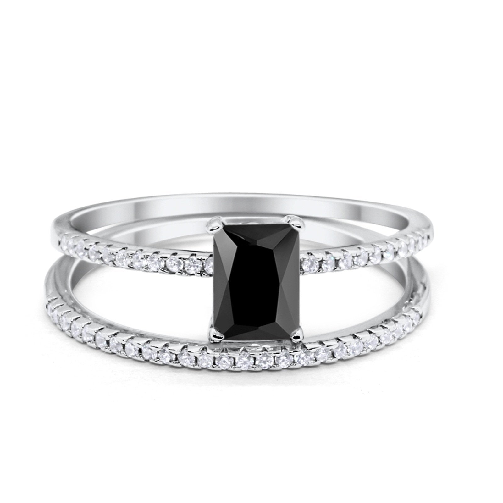 Solitaire Accent Wedding Piece Ring Simulated Cubic Zirconia 925 Sterling Silver