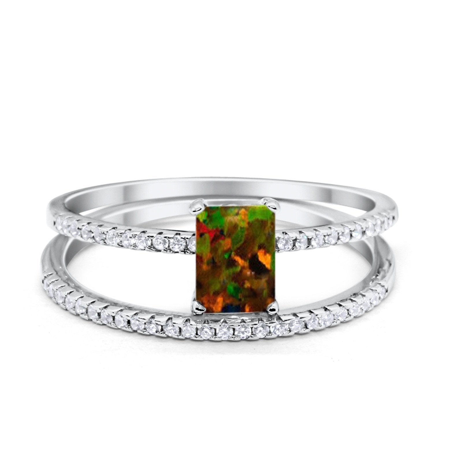 Solitaire Accent Wedding Piece Ring Simulated Cubic Zirconia 925 Sterling Silver