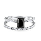 Solitaire Accent Wedding Piece Ring Simulated Cubic Zirconia 925 Sterling Silver