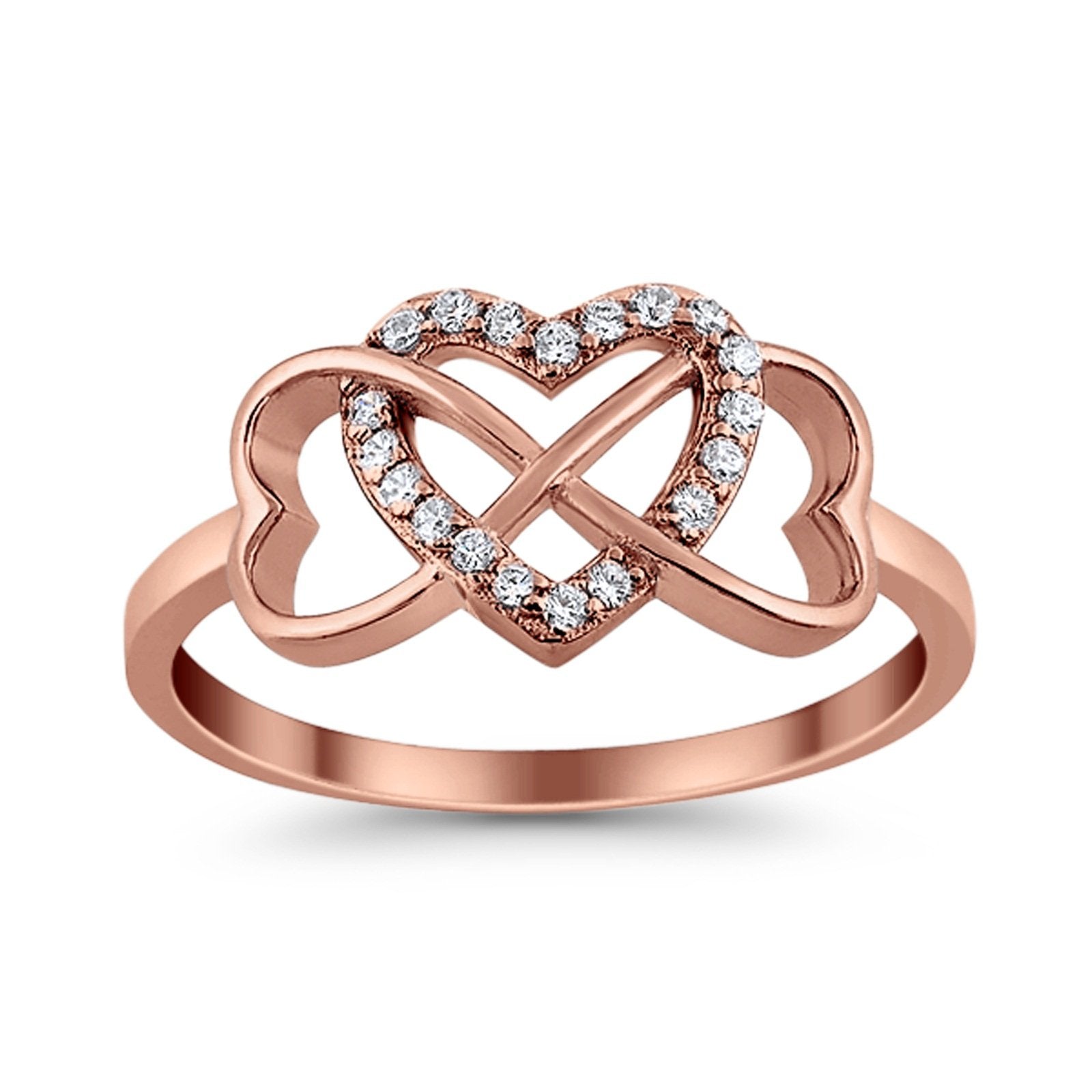 Infinity Heart Promise Eternity Ring Simulated CZ 925 Sterling Silver