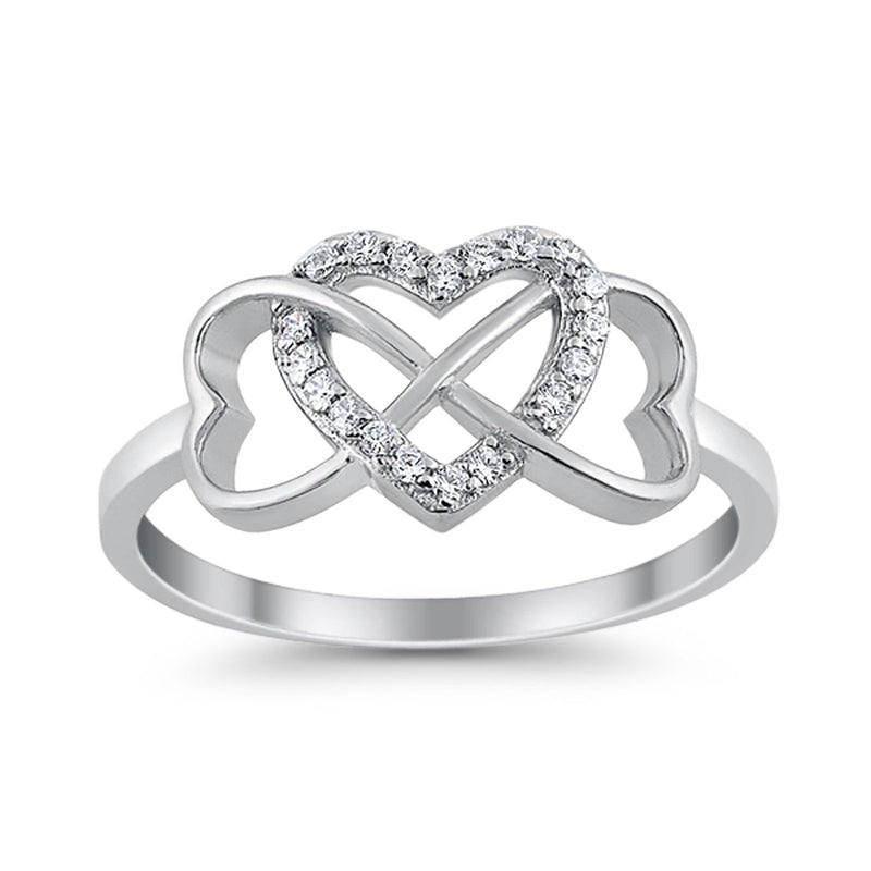 Infinity Heart Promise Eternity Ring Simulated CZ 925 Sterling Silver
