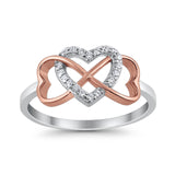 Infinity Heart Promise Eternity Ring Simulated CZ 925 Sterling Silver