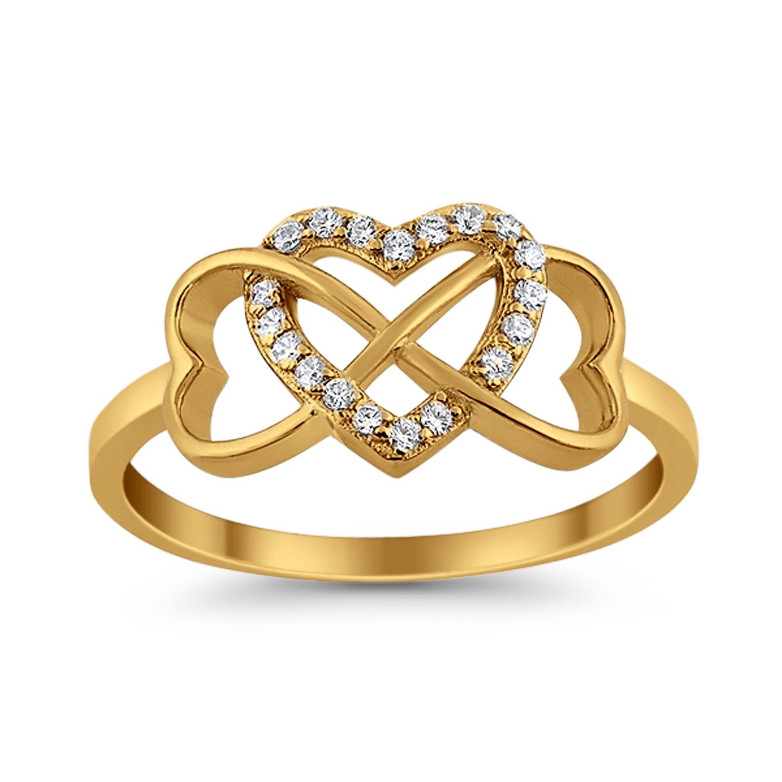 Infinity Heart Promise Eternity Ring Simulated CZ 925 Sterling Silver