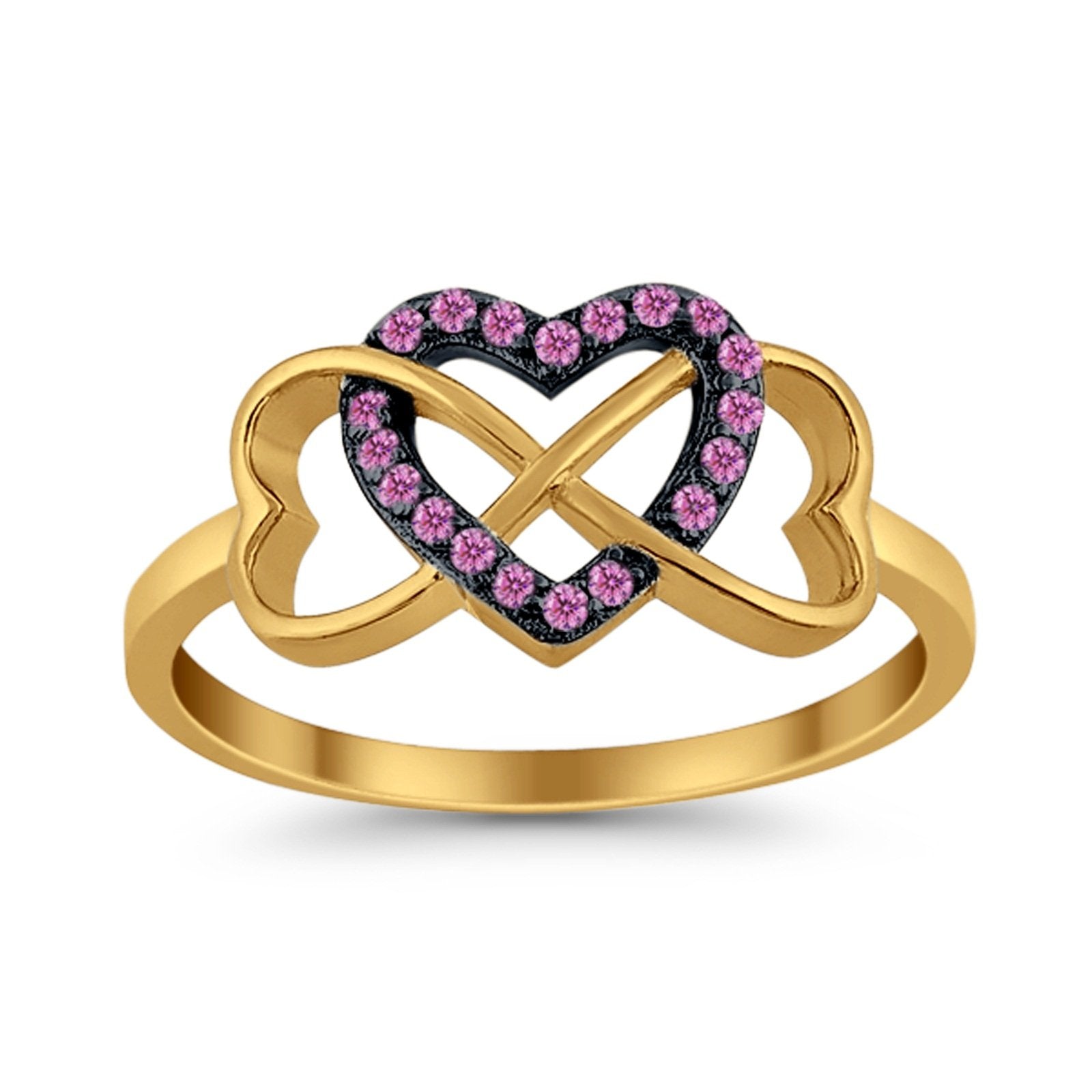 Infinity Heart Promise Eternity Ring Simulated CZ 925 Sterling Silver