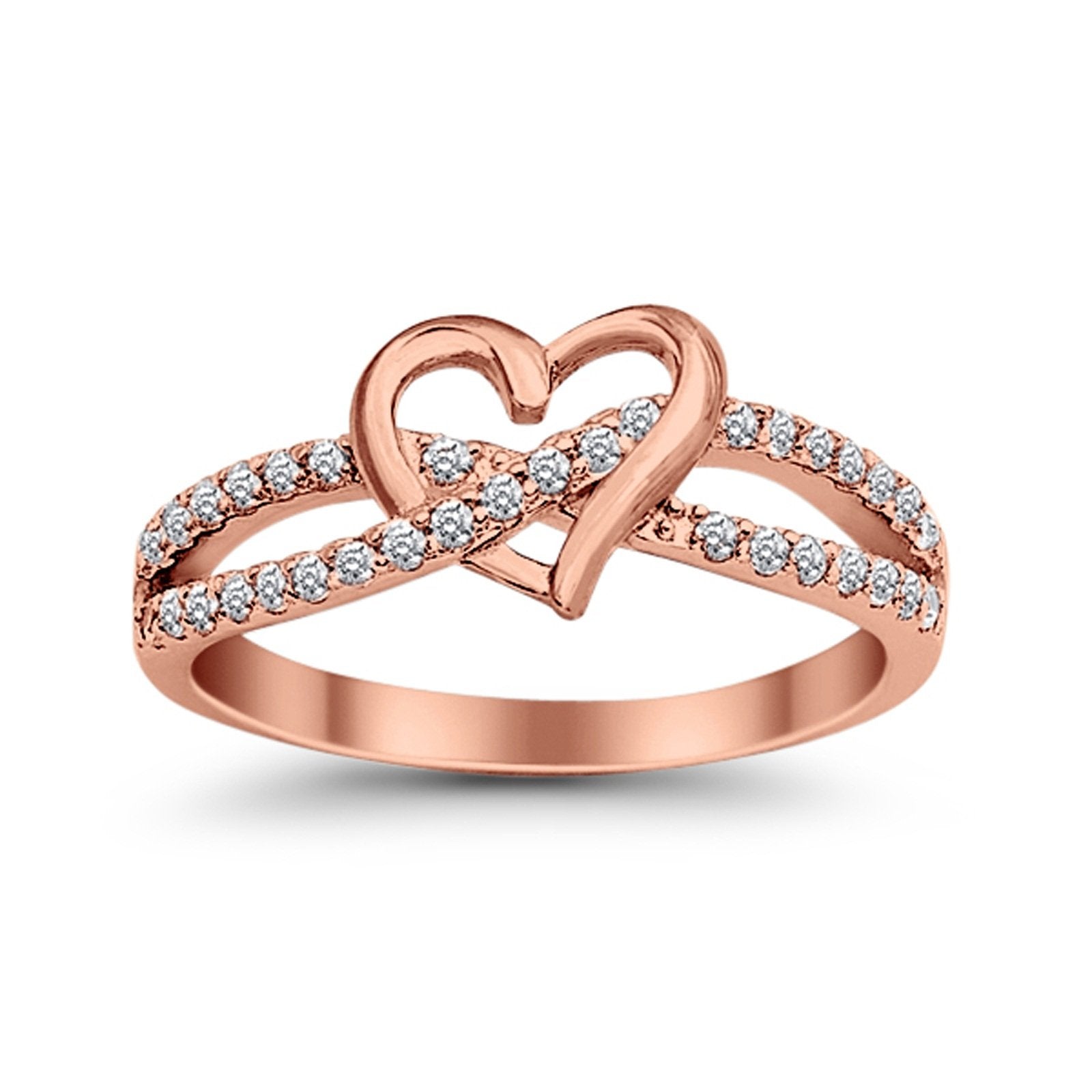 Heart Promise Engagement Eternity Ring Simulated CZ 925 Sterling Silver