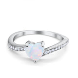 Heart Promise Ring Simulated Round Cubic Zirconia 925 Sterling Silver