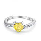 Heart Promise Ring Simulated Round Cubic Zirconia 925 Sterling Silver