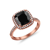 Halo Wedding Ring Cushion Cut Round Simulated Cubic Zirconia 925 Sterling Silver