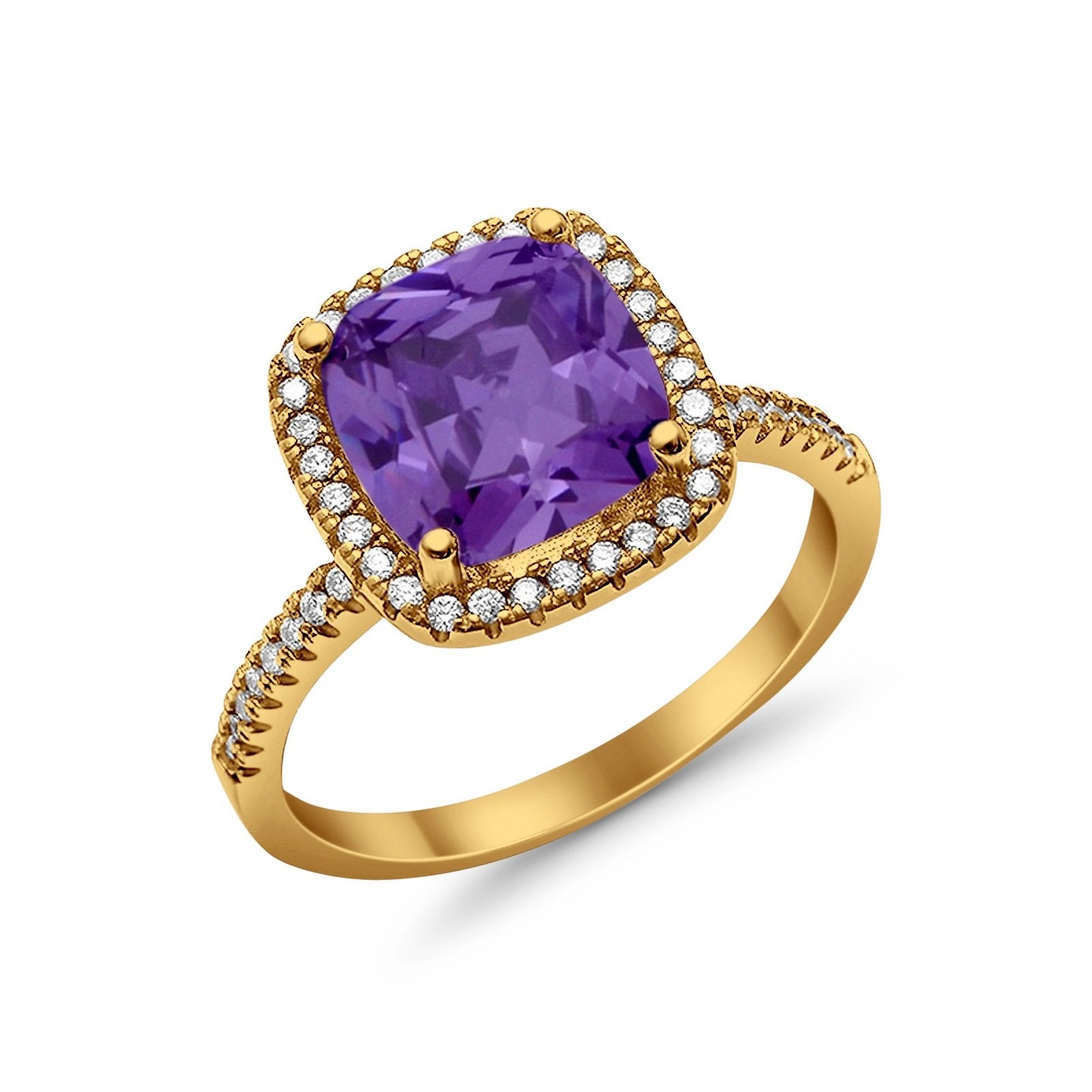 Halo Wedding Ring Cushion Cut Round Simulated Cubic Zirconia 925 Sterling Silver