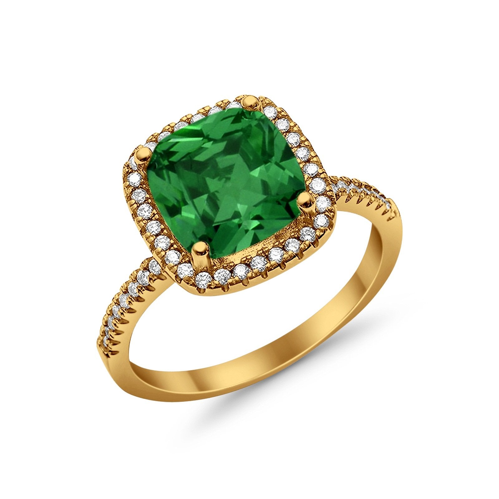 Halo Wedding Ring Cushion Cut Round Simulated Cubic Zirconia 925 Sterling Silver