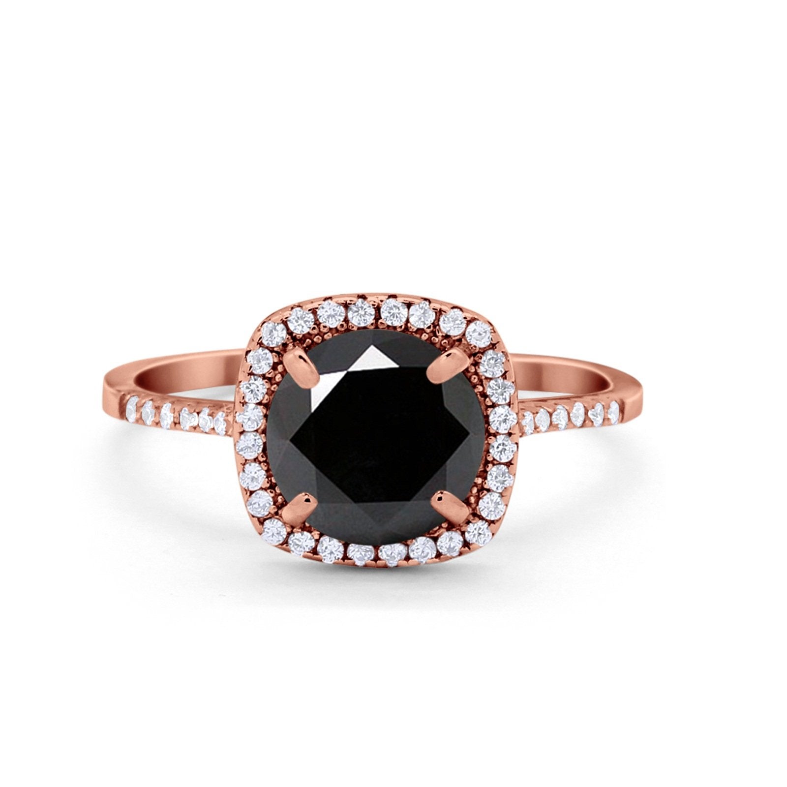 Halo Wedding Engagement Ring Round Simulated Cubic Zirconia 925 Sterling Silver