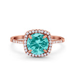 Halo Wedding Engagement Ring Round Simulated Cubic Zirconia 925 Sterling Silver