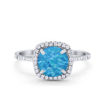 Halo Wedding Engagement Ring Round Simulated Cubic Zirconia 925 Sterling Silver