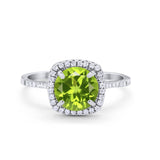 Halo Wedding Engagement Ring Round Simulated Cubic Zirconia 925 Sterling Silver