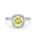 Halo Wedding Engagement Ring Round Simulated Cubic Zirconia 925 Sterling Silver