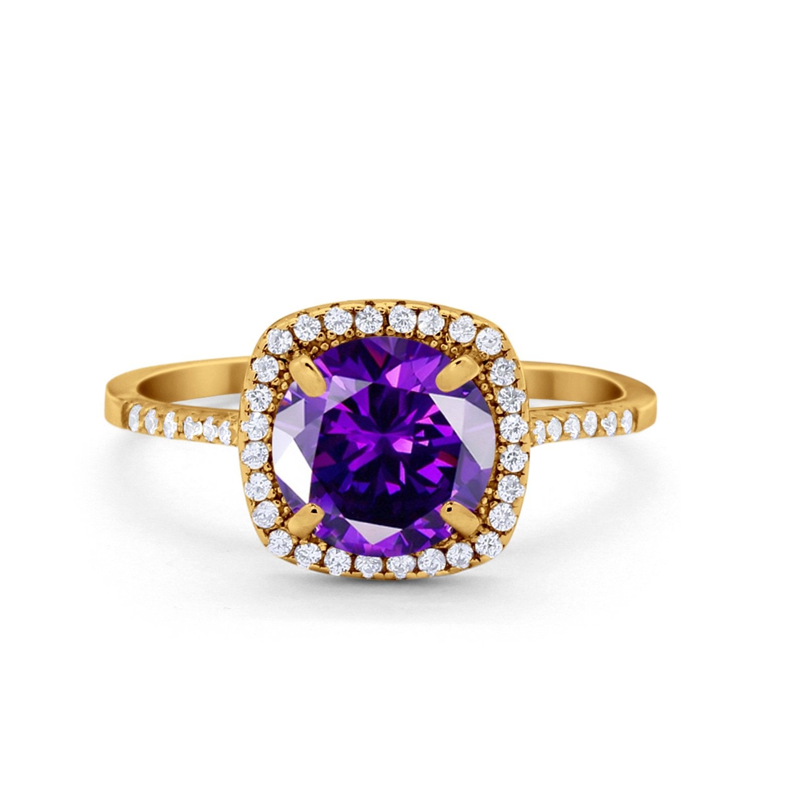 Halo Wedding Engagement Ring Round Simulated Cubic Zirconia 925 Sterling Silver