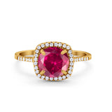 Halo Wedding Engagement Ring Round Simulated Cubic Zirconia 925 Sterling Silver