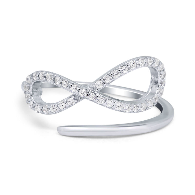 Infinity Promise Ring Round Eternity Simulated Cubic Zirconia 925 Sterling Silver