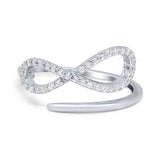 Infinity Promise Ring Round Eternity Simulated Cubic Zirconia 925 Sterling Silver