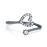 Round Heart Promise Eternity Ring Simulated Cubic Zirconia 925 Sterling Silver