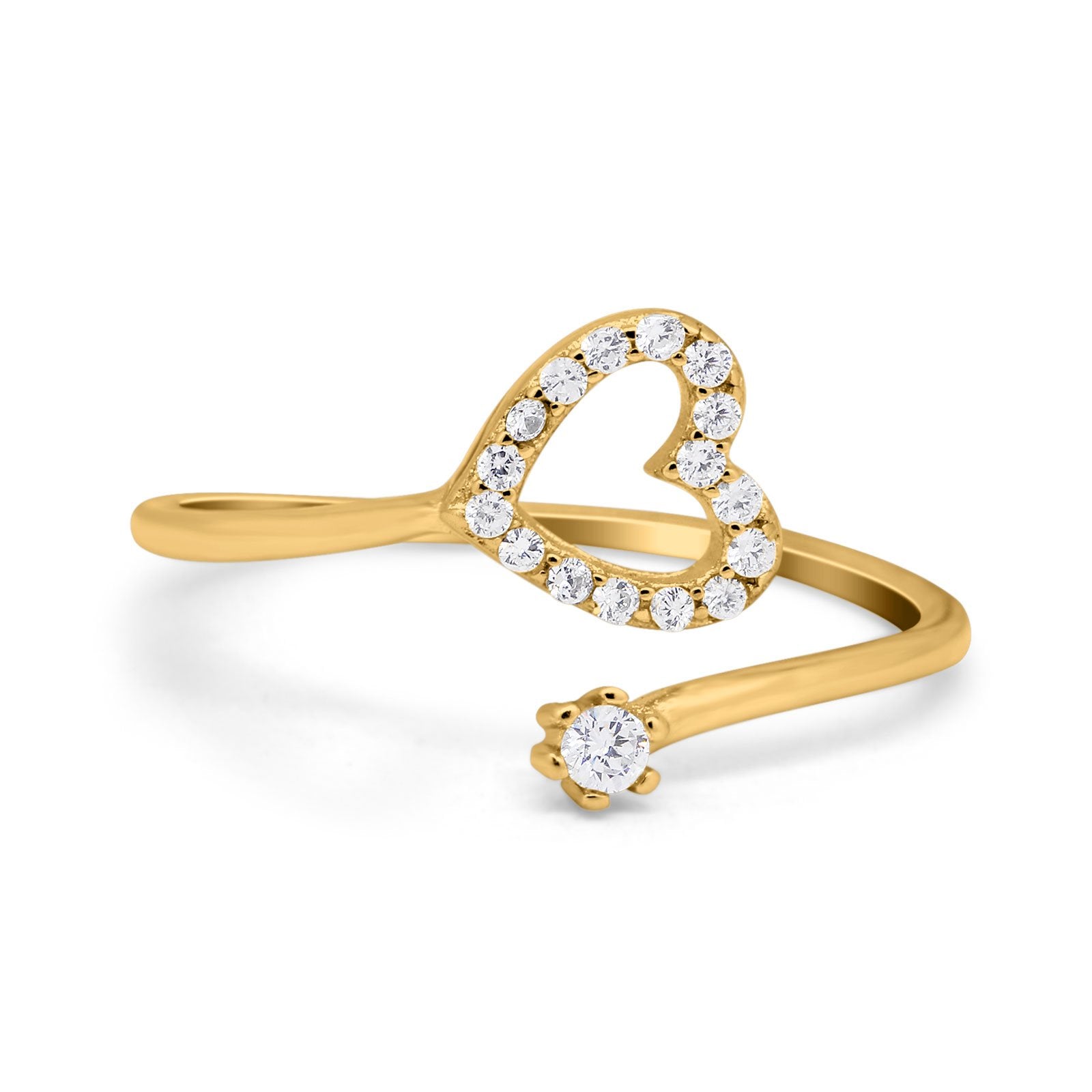 Round Heart Promise Eternity Ring Simulated Cubic Zirconia 925 Sterling Silver